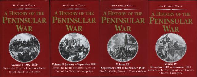 Oman's History of the Peninsular War, volumes 1-4, reprinted by Greenhill in 1996. Image courtesy of Greenhill Books.