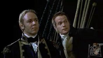 Russell Crowe as Aubrey and Paul Bettany as Maturin in the forthcoming film. Copyright Fox Studios.